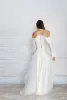 Sexig Bohemian Plus Size A Line Wedding Dresses For Women Spagetti Straps Satin Backless Sweep Train Brudklänning Second Reception Dress for Wedding Party Custom Made Made
