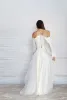 Sexy Bohemian Plus Size A Line Abiti da sposa per le donne Spagetti Straps Raso Backless Sweep Train Abito da sposa Second Reception Dress for Weddding Party Custom Made