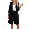 Dames Tracksuits Women Business Outfit Loose Wide Leg Cardigan Office Turn Down Collar High Taille Plus Size Lady Coat Shorts Set vrouw