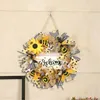 Dekorative Blumen Künstliche Sonnenblumen Kranz Realistische Biene Festival Ornament Dekor Tür Hängende Girlande Heimbedarf