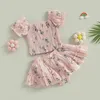 Ensembles de vêtements Mababy 9m-3y Toddler Baby Baby Kids Girls Girls Vêtements d'été Tops Floral Tops Ruffles Jirts D06