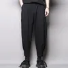 Pantalons pour hommes Simple décontracté recadrée printemps et été mode couture Leggings pincé plissé tendance pantalon noir