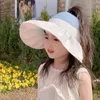 Caps Hats Children Sun Visor Cap for Girls Spring Summer UPF 50 Kids Aged 310 Gradient Color Shells Ponytail Empty Top Hat 230508