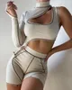 Women's Tracksuits Uhhfuyf 2023 Design Two Piece One Shoulder Crop Top And Short Pants Summer Set Ready To Ship