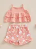 Clothing Sets Born Baby Girl Clothes Solid Color Ruffle Sling Vest Tops And Elastic Waist Floral Print Shorts 2Pcs Outfits