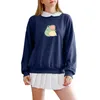 Women's Hoodies Funny Frog Sweatshirt Graphic Aesthetic Kawaii Hoodie Long Sleeve Pullover Loose Girl Turn Down Collar Vintage Women