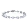 Trendiga vattendroppe Moissanite Diamond Armband 100% Real 925 Sterling Silver Engagement Wedding Bangles Armband för kvinnor