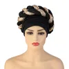 BeanieSkull Caps Arab Wrap Muslim Scarf Hijabs Turbans African Headtie Sequin Braid Hat for Women Pleated Beanie Headwrap Hair Accessories 230506