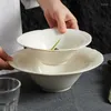 Tigelas tigelas salada de cerâmica moderna tigela de renda de fruta placa de sobremesa japonesa utensílios de mesa de mesa ocidentais macarrão de sopa grande cozinha