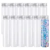 Garrafas de armazenamento 6pcs/12pcs tubo de ensaio plástico transparente com tampa de 32x143mm de fundo liso de grande capacidade de laboratório transparente