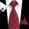 Bow Ties Classic 8cm Print Dot Striped Plaid Tie Handkerchief Cufflinks Set Men's Casual Neck For Wedding Party Gift Office Necktie