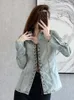 レディースジャケットビンテージファッションウォッシュデニムジャケットが縛られたプラケット韓国の長袖薄綿春の夏トレンディな女性