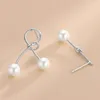 Boucles d'oreilles WPB S925 en argent Sterling noeud asymétrique perle femmes K plaqué or bijoux de luxe cadeaux fête bal