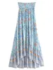 Röcke Vintage Chic Sommer Mode Frauen Blumendruck Strand Böhmische Lange Röcke Hohe Elastische Taille Maxi A-Linie Boho Rock Femme 230508