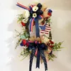 Fiori decorativi Porta di benvenuto Ghirlanda Motivo a strisce Ghirlanda frontale Ornamento da appendere per il Memorial Day degli Stati Uniti