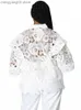 Kvinnors blusar skjortor dashiki afrikanska skjortor för kvinnor elegant långärmad ihålig ut spets ren se genom toppbluskläder 2022 Ny hösten T230508