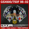 Suzuki GSXF750 GSXF600 용 Peapephepone 바디 Katana GSXF 600 750 CC 600CC 750CC 1998 1999 2000 2001 2002 169NO.25 GSX750F GSXF-600 GSXF-750 GSX600F 98 99 00 00 PARTIC