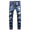 Jeans pour hommes jeans jean hop pantalon street zipper chaîne de chaîne de chaînes déchirées