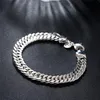 Chain 925 Sterling Silver Square Buckle 10MM Side Solid Bracelet For Women Men Charm Party Gift Wedding Fashion Jewelry 230508