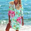 Women's Swimwear Summer women's top Sexy Vneck office shirt casual 3D printed Bohemian party sun protection beach 230508