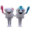 Volwassen maat glimlachende tand tandarts mascotte kostuums cartoon thema fancy jurk middelbare school mascotte advertentie kleding