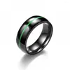 Wedding Rings Men's Stainless Steel Simple Glossy Ring Inlaid Black Red Blue Green White Line Engagement Jewelry Band For Men