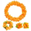 Decorative Flowers 4Pcs/Set Hawaiian Lei Classic Decorations Necklace Bracelets Kit Fabric Garland Headband