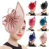 Headbands Women Headwear for Wedding Party Flower Mesh Flower Embellishment Strap Fixed Ladies Dinner Dress Small Hat Hair Accessories 230506