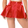 Skirts Women Adults Sexy Glossy Patent Leather Flared Skirt Clubs Dance Performance Invisible Zipper Flared A-Line Mini Skirts Clubwear 230508