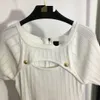 312 2023 Runway jurk Spring Summer Dress Brand Same Style Empire Crew Neck korte mouw witte zwarte damesjurk mode 20231724