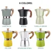 Coffee Pots Vintage houten handvat espressomaker Moka Pot Italiaans en Cubaanse koffiebrouwgereedschap Cafetera 150 ml 300 ml koffieaccessoires P230508