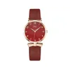 HBP Fashion Red Dial Rose Gold Dial Ladies Bekijk lederen band Casual Business Watches Electronic Movement Quartz polshorloge