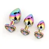 Anal Toys Rainbow Anal Plug Heart Shaped Butt Plug Metal Crystal Jewelry Anus Dilator Small Unisex Adult Sex Toys for Women Men Couples 230508