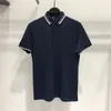 Men's Polos 2023 Summer Clothing Business Casual Jade Silk Navy Blue Simple Lapel Shirt