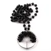 Pendant Necklaces Bohemian Jewelry Black Glass Rosary Chain Tree Necklace For Women Ethnic