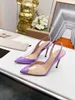 Transparent Pointed Women's Sandals with High Heels 10.5cm. Single Shoe Sling Classic Designer Leather Women's Sexy Fashion Wedding Shoes 35-41