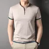 Men's Polos Summer Lightweight Jacquard Men's Short Sleeve Polo Shirts Quarter-Zip Casual Slim Fit Mock Neck Basic Designed Cotton Shirt