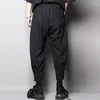 Pantalons pour hommes Simple décontracté recadrée printemps et été mode couture Leggings pincé plissé tendance pantalon noir