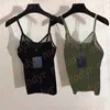 Summer Velvet Vest Sexy Mesh Patckword Tank Letter Jacquard Womens Sling Crop Top