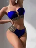 Women's Swimwear 2023 Sexy Strapless Bikini Bandeau Women Swimsuit Female Flash Belt Set Two Pieces Bathing Suit Beachwear Bather Y23