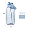 Upgrade 2 Liter Sports Water Bottle with Staw Gym School Children Drinking Kawaii Bottle for Girls Free Shipping Items