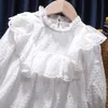 女の子のドレスドレス女の子のためのドレスホワイトレースラペル春秋のカジュアルガール服ミッドレングス長袖プリンセスドレスハロウィーンコスチューム230508