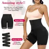 Femmes Shapers ATBUTY haut ventre tondeuse Bandage ceinture Latex Shorts sans entrejambe et taille formateur Wrap BuLifter body