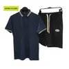 Men's Polos 2023 Summer Clothing Business Casual Jade Silk Navy Blue Simple Lapel Shirt