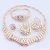 Italy Gold Plated Jewelry Sets For Women Dubai Jewelry Gold Color Necklace Earrings Bracelet Ring Set Wedding Party Gift