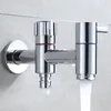 Robinets d'évier de salle de bain 1PC Bibcock Laiton Chrome Maison Multifonction Vadrouille Piscine Machine À Laver Robinet Un In Et Deux Out G1 / 2 'Single Cold