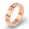 Wedding Rings Trendy roestvrijstalen rosé goudkleur liefdesring voor vrouwen mannen paar cz crystal sieraden cadeau