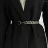 Cintos Mulheres Casual Slim Fit Luxury Design Caist Cummerbunds Golden Chain Belt Trouser Dress Metal Cisent Band