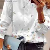 Camicette da donna Camicie Camicette da donna eleganti con stampa a farfalla Camicetta a maniche lunghe casual con maniche lunghe T230508