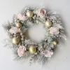 Flores decorativas Wreath Wreath Christmas Porta Parede pendurada Ornamento Rattan redondo Garland House Decoração Flor Artificial Fake